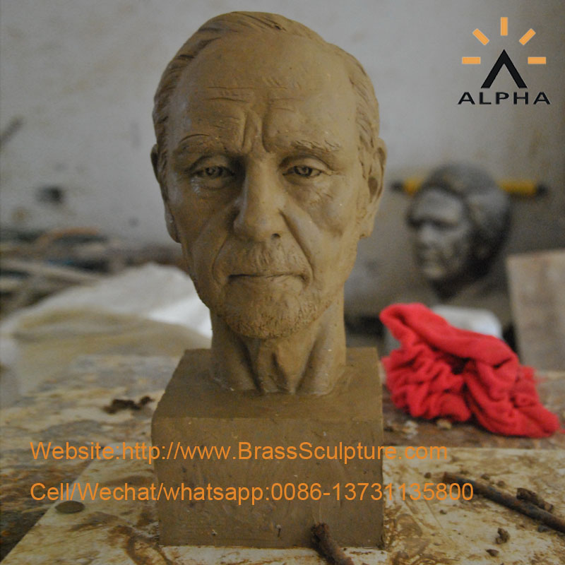 Real person bronze head statue sculpture