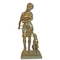 Lady with dog bronze sculpture CCS-164